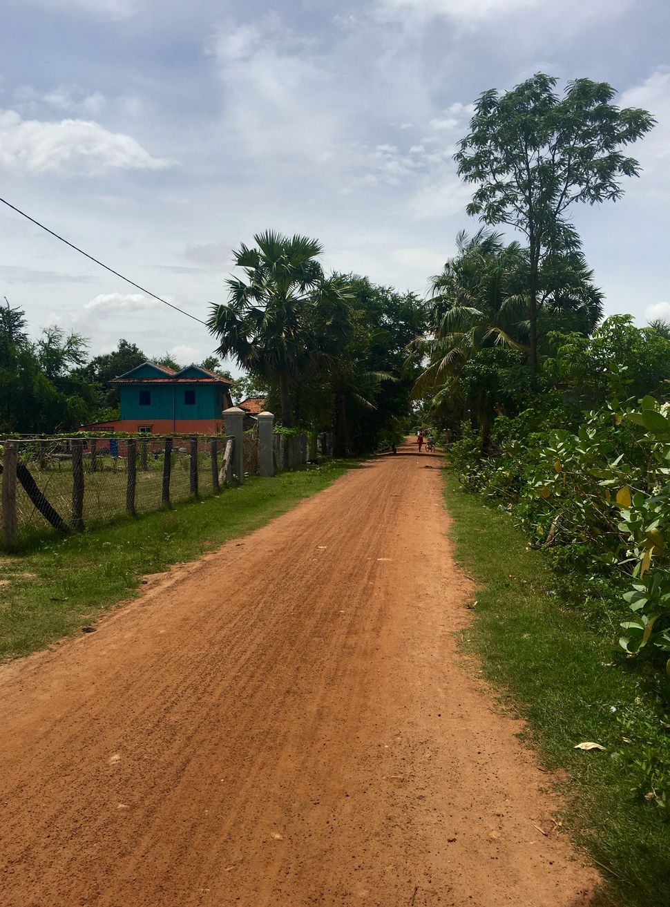 The dirt road in a Kampong Speu village&nbsp;on which many of the recruited brides drive to get to China.