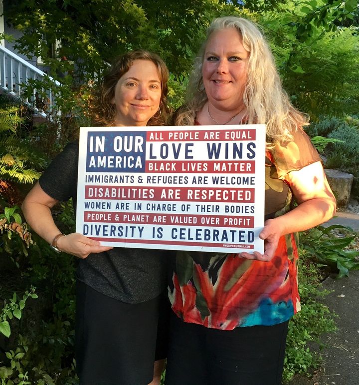 Ali King (left) and Kirsten Hunter are the co-founders of Nasty Women Get Sh*t Done PDX in Portland, Oregon