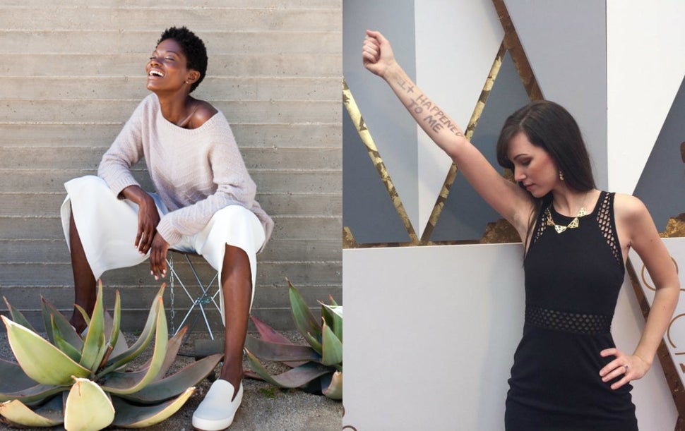 Left: Brianna at a model shoot last year; Right: Julia at the Academy Awards where she joined Lady Gaga on stage during her p