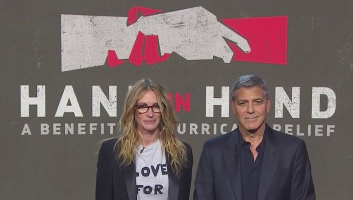 Julia Roberts and George Clooney were among the many celebrities trying to raise money for hurricane victims.