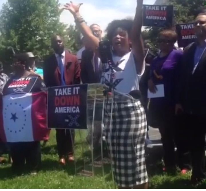 Actress Aunjanue Ellis speaking at a "Take It Down" Mississippi Rally in Washington, D.C.