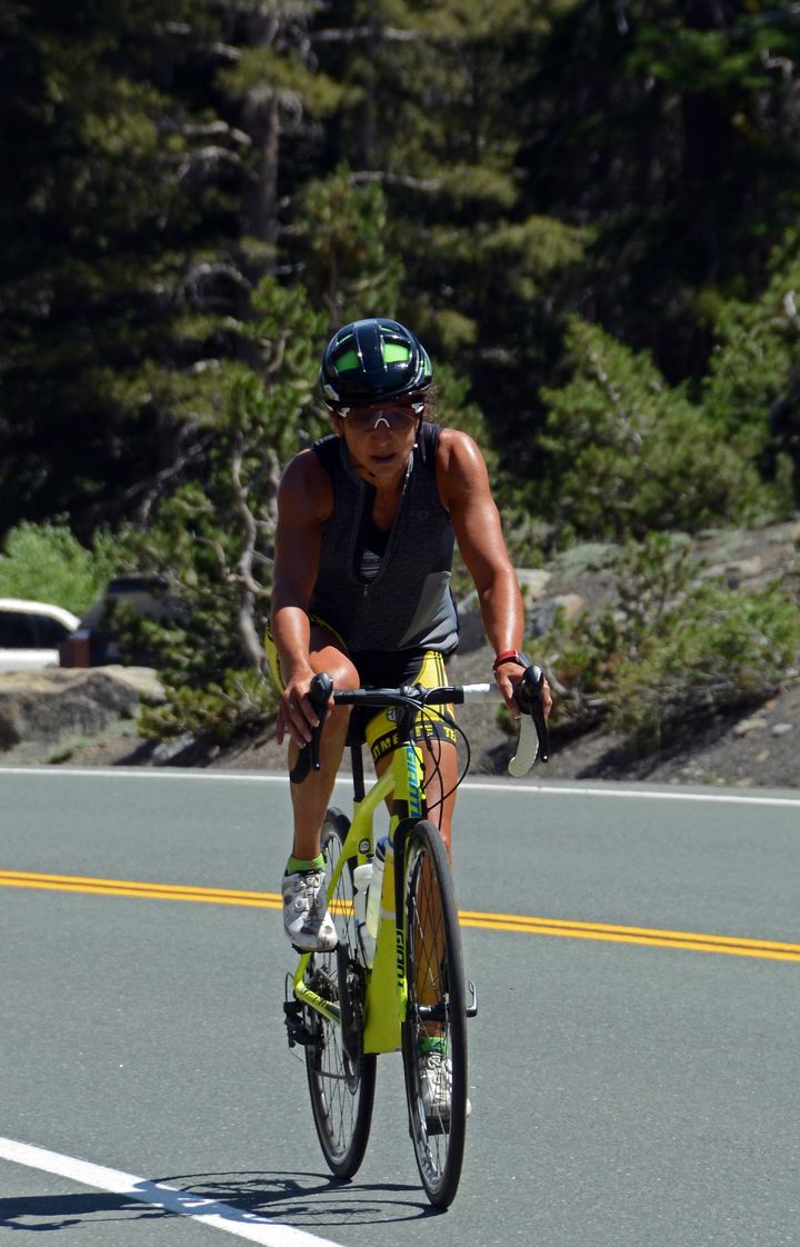 Stefani (author) suffering pedaling up Carson Pass