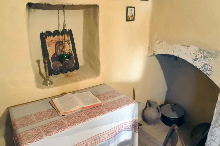 <p>A monk’s cell at Arkadi Monastery. </p>