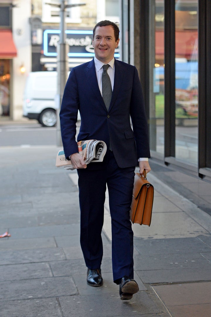 <strong>Former chancellor George Osborne arrives at the London Evening Standard offices at Northcliffe House in Kensington, London, where he will begin his new role as editor of the newspaper</strong>