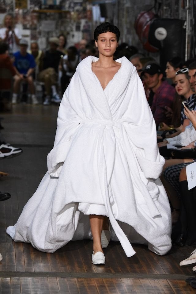 A model walks the runway at the Vaquera fashion show during New York Fashion Week on Sept.12 in NYC.