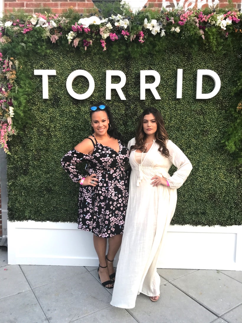 Madeline Jones with Torrid model search winner Maria Gimena.