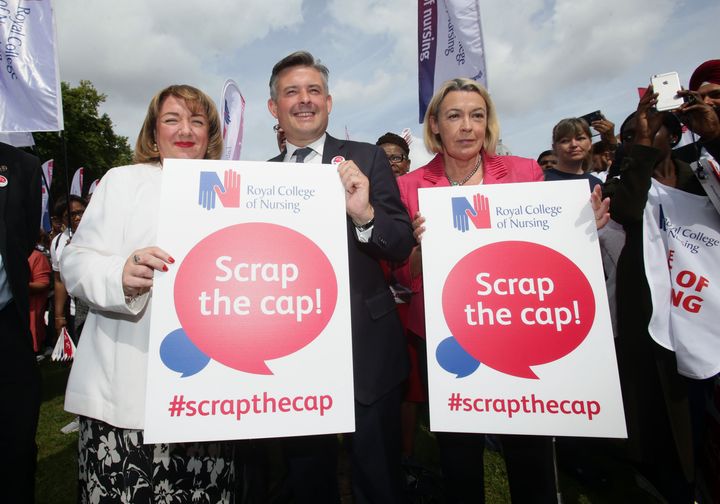 Shadow Health Secretary campaigning against the pay cap.