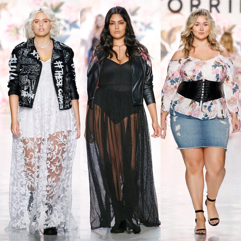3 of the stunning looks from Torrid’s Spring 2018 runway show modeled by Stella Duvall, Jocelyn Corona, and Hunter McGrady.