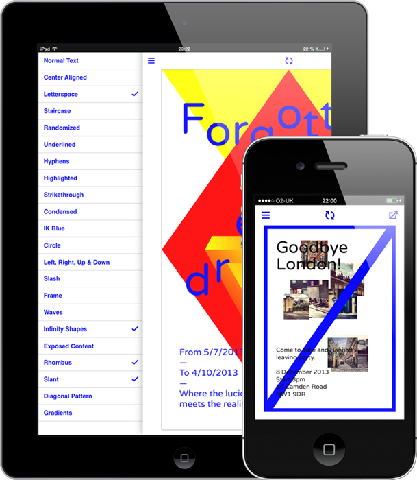 Trend Generator, an iPhone app for creating trendy posters is based on trends from the Trend List database.