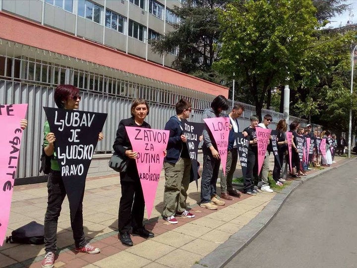 Labris, Gayten and other organizations protesting the violence against gay men in Chechnya. 