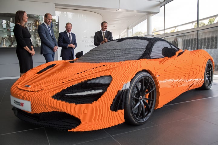 Prince William saw model of a McClaren 720S sports car made entirely out of Lego bricks. 