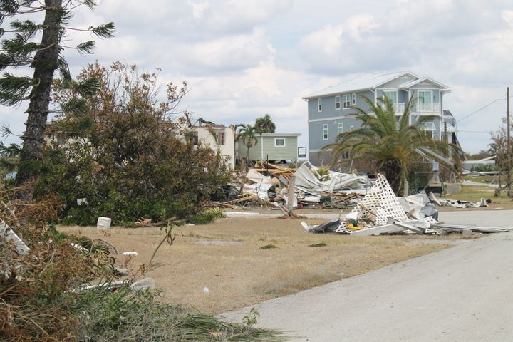 Fallen trees and debris in Goodland, Florida.