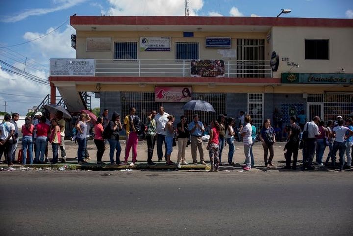 <p>Queuing for food has become a daily chore in Venezuela, where people have lost an average of 19 pounds in under two years. </p>