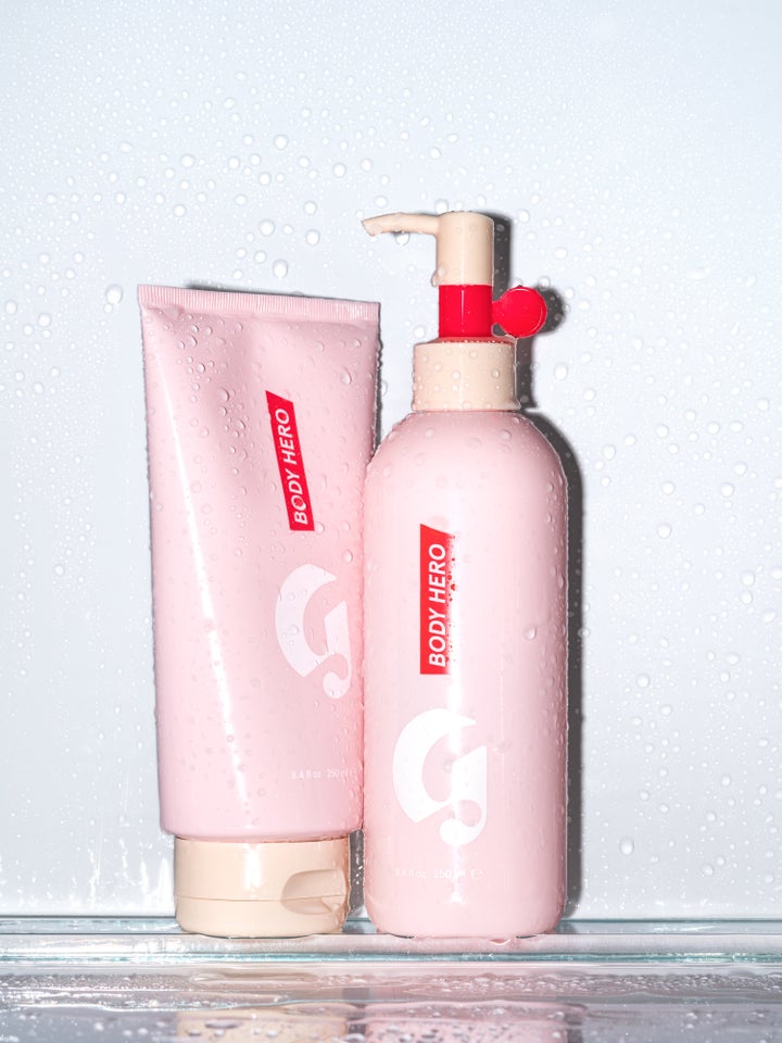 <a href="https://www.glossier.com/products/body-hero-daily-perfecting-cream" target="_blank" role="link" class=" js-entry-link cet-external-link" data-vars-item-name="Body Hero Daily Perfecting Cream" data-vars-item-type="text" data-vars-unit-name="59bac2c1e4b0edff971a3b24" data-vars-unit-type="buzz_body" data-vars-target-content-id="https://www.glossier.com/products/body-hero-daily-perfecting-cream" data-vars-target-content-type="url" data-vars-type="web_external_link" data-vars-subunit-name="article_body" data-vars-subunit-type="component" data-vars-position-in-subunit="5">Body Hero Daily Perfecting Cream</a>, $22 and <a href="https://www.glossier.com/products/body-hero-daily-oil-wash" target="_blank" role="link" class=" js-entry-link cet-external-link" data-vars-item-name="Body Hero Daily Oil Wash" data-vars-item-type="text" data-vars-unit-name="59bac2c1e4b0edff971a3b24" data-vars-unit-type="buzz_body" data-vars-target-content-id="https://www.glossier.com/products/body-hero-daily-oil-wash" data-vars-target-content-type="url" data-vars-type="web_external_link" data-vars-subunit-name="article_body" data-vars-subunit-type="component" data-vars-position-in-subunit="6">Body Hero Daily Oil Wash</a>, $18