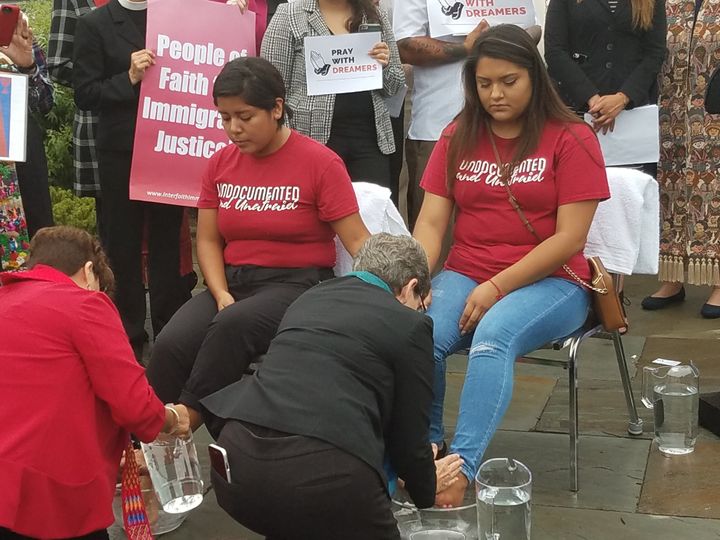 Clergy wash the feet of DACA recipients on Capitol Hill in a gesture of humanity.