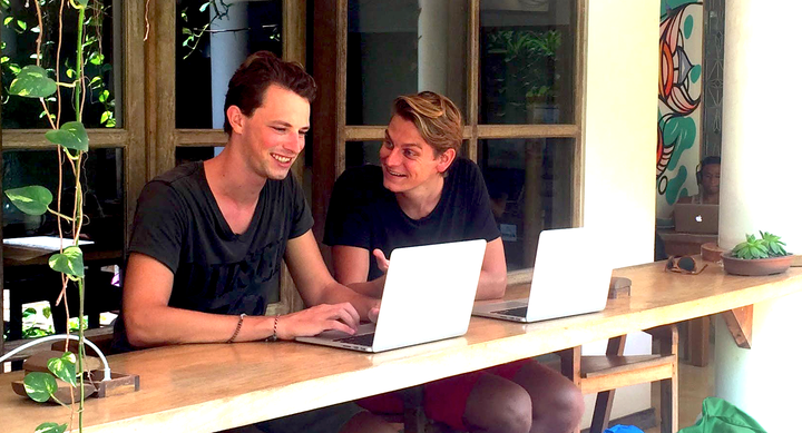 Coworkparadise Co-founders, Lars Blokdijk and Michael Tesselaar, co-working in Bali, Indonesia.