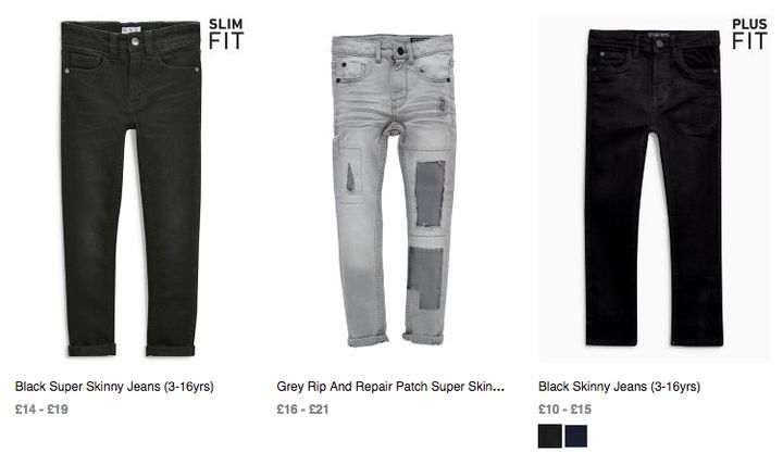 The retailer also has "slim fit" sizes available.
