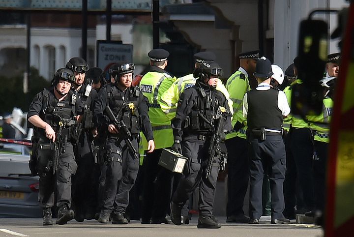 Armed police close to the station