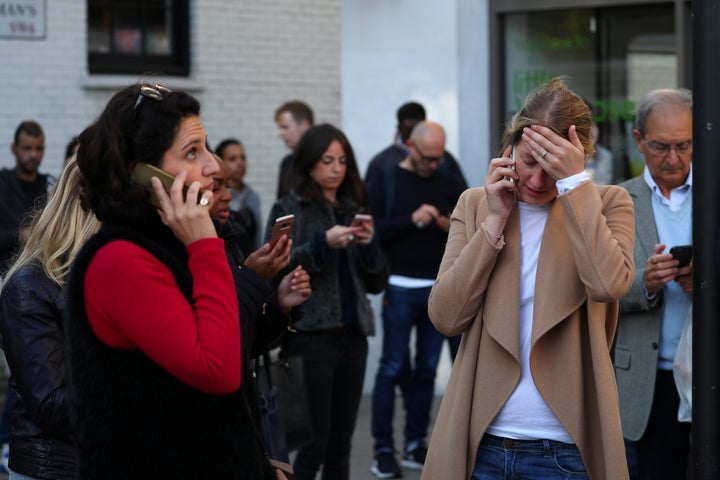 People near Parsons Green tube station on Friday morning