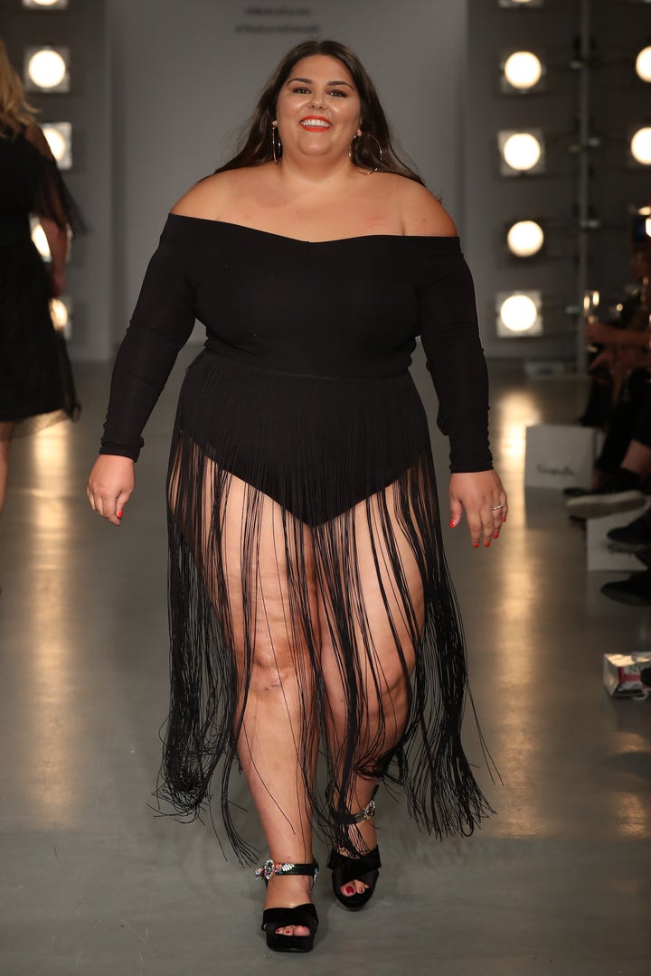 Callie Thorpe walks the SimplyBe 'Curve Catwalk' on 14 September 2017.