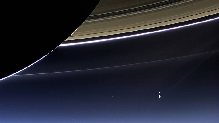 Earth as seen from somewhere near Saturn.