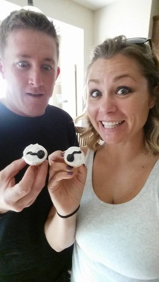 With the extra batter, Amber made cupcakes with “some little squiggle sperms.”