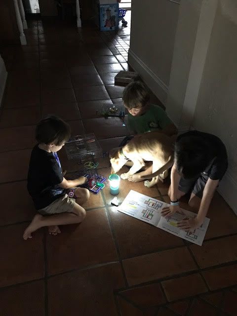 Playing games earlier than expected due to the power outage.
