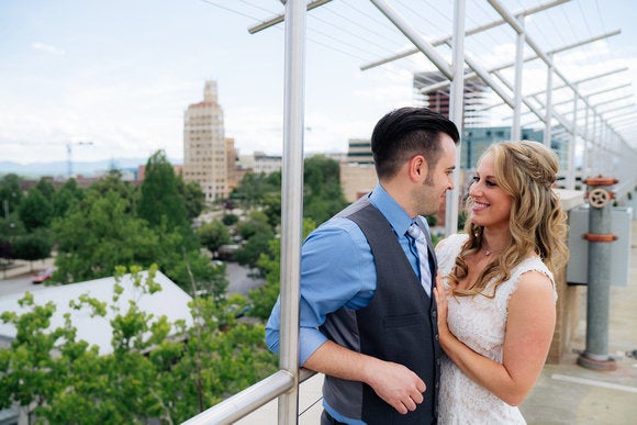 Newlyweds Amanda and Sean Magee after their Asheville, North Carolina, city hall elopement.