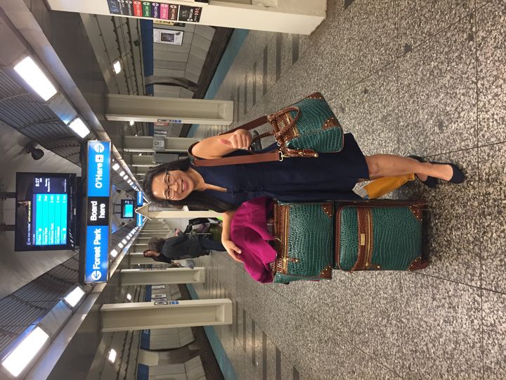 Lee-En Chung, (resident of Sarasota, Florida) evacuates from Hurricane Irma from Longboat Key to Sarasota, then to Chicago and then to New York City on 9/11. Photo depicts Lee-En about to board Chicago train to O’Hare Airport on September 11, 2017 - thanks to great wayfinding directions by George of the CTA (Chicago Transit Authority).