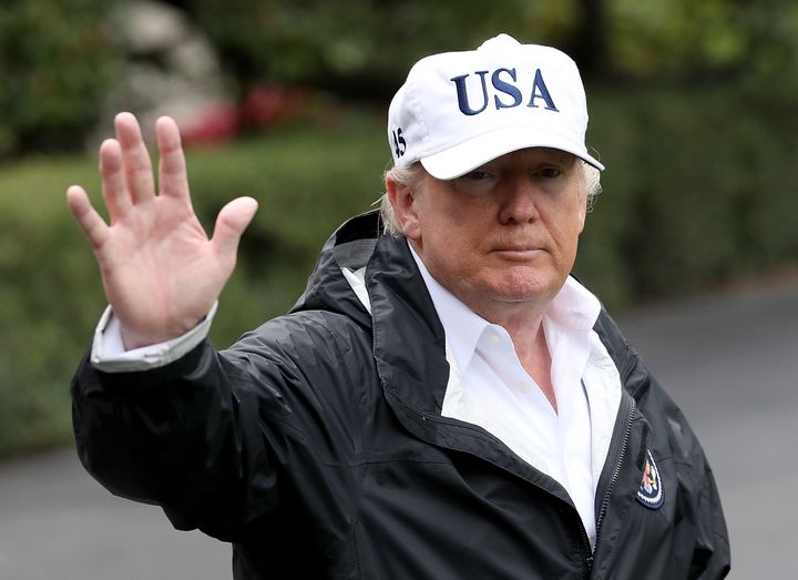 President Donald Trump leaves the White House on Thursday for Florida, where he was scheduled to view relief efforts in the wake of Hurricane Irma. Trump also spoke about reports on his meeting with Democratic leaders this week about a proposed deal on DACA.