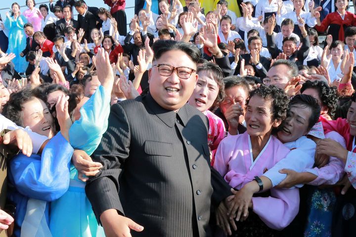 Kim Jong-Un and some of his many supporters.