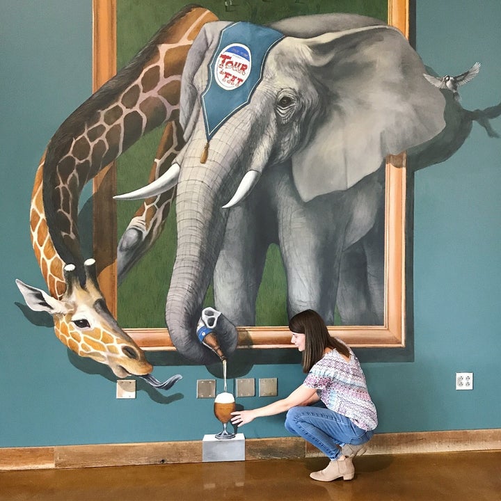 <p>Interactive 3D artwork throughout the tour pays homage to the brewery site’s past as a circus training ground</p>