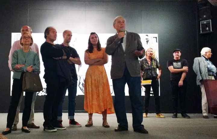 <p>Michel Veunac, Mayor of Biarritz, gives a speech at the Zoocryptage opening reception.</p>