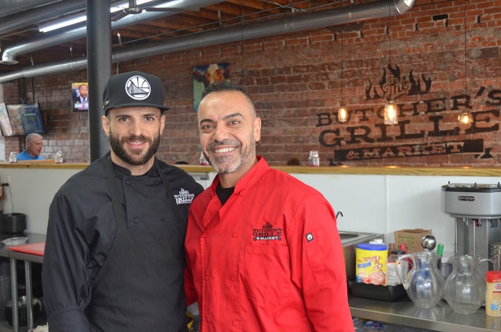 <p>Samer Saad , owner of the “Butcher’s Grille & Market” in Dearborn, Mich., with his executive chef, Jawdat Hashem.</p>