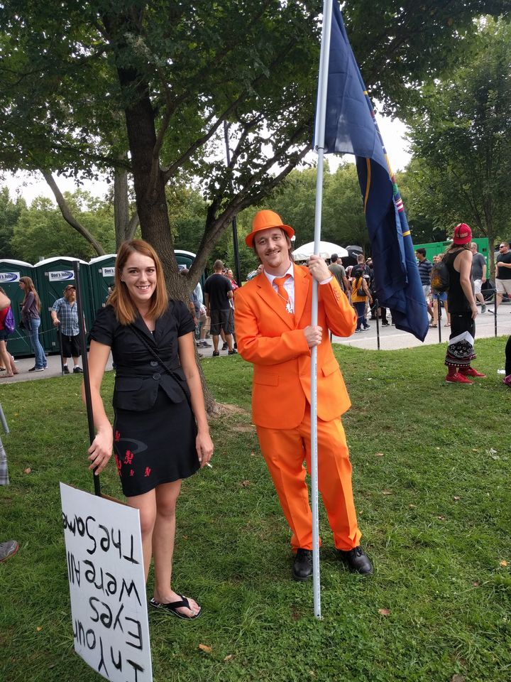 Zac, pictured in a bright orange suit and hat, came from Utah County, Utah. He said he has been harassed for wearing Juggalo merchandise because of the FBI's gang designation.