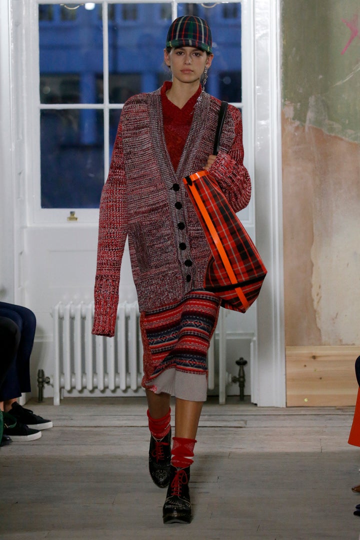 Kaia Gerber walks the runway at the Burberry show during London Fashion Week on 16 September 2017.