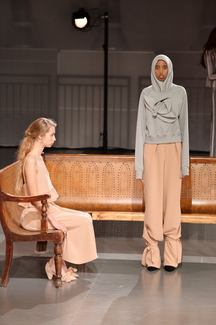 A model showcases designs at the Edeline Lee presentation during London Fashion Week on 17 September 2017