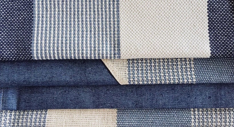 Textiles made from upcycled denim. <a rel="nofollow" href="https://www.thenewdenimproject.com/yarn-fabrics" target="_blank">T