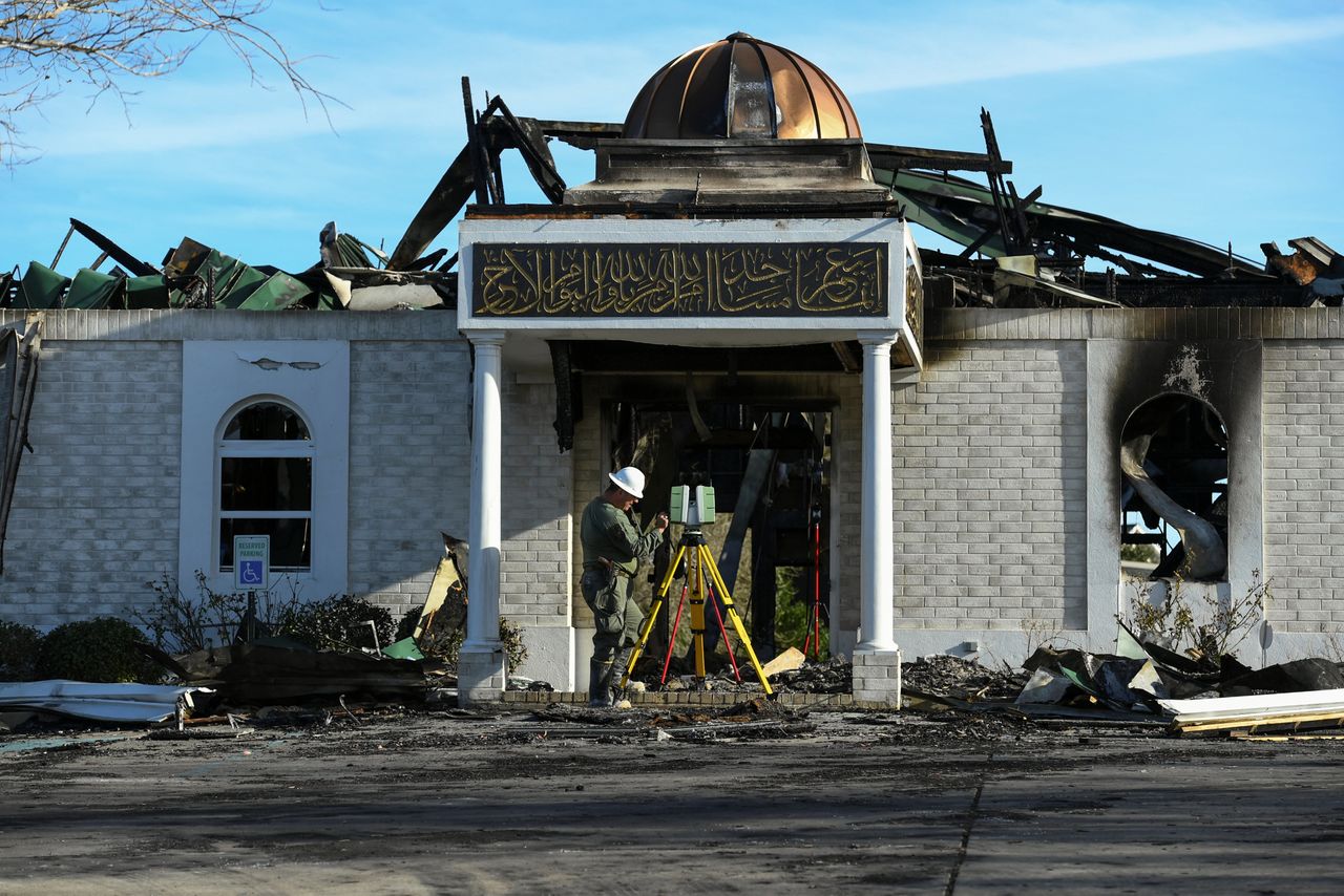 Arson destroyed a mosque in Victoria, Texas, in January. Police later arrested 25-year-old Marq Vincent Perez, who has been charged with a hate crime.