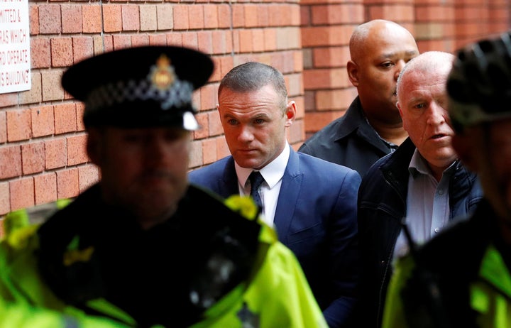 Wayne Rooney arriving at Stockport Magistrates Court this morning 