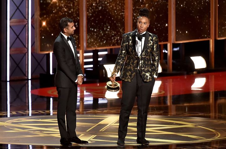 Lena Waithe was joined on stage by Aziz Ansari 