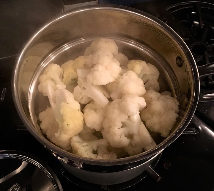 How long to steam the cauliflower depends on what result you wish: merely tender or almost custardy
