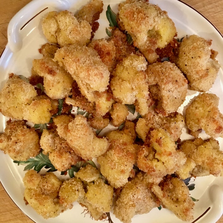 A whole dinner’s worth of crisp, breadcrumb-and-parmesan baked cauliflower