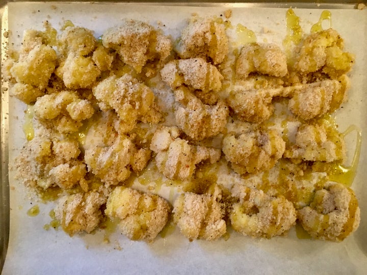 <p>Be liberal with the coating and with the olive oil (or melted butter)</p>