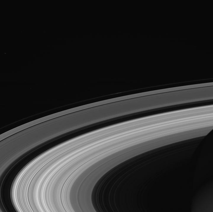 This image of Saturn's rings was taken by NASA's Cassini spacecraft on Sept. 13, 2017. It is among the last images Cassini sent back to Earth. The view was taken in visible red light using the Cassini spacecraft wide-angle camera at a distance of 684,000 miles (1.1 million kilometers) from Saturn.