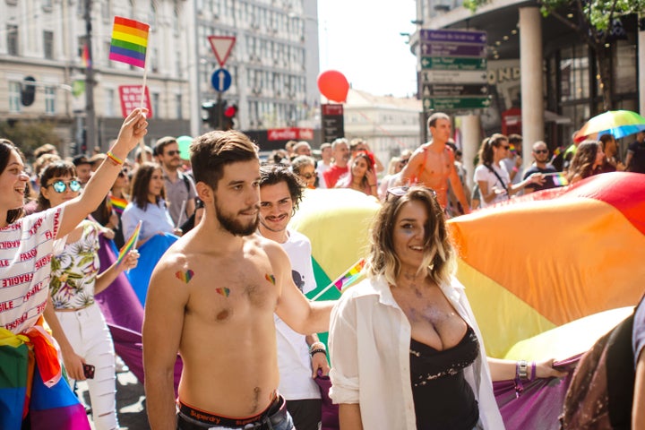 <p>The Pride march went through central streets of Belgrade</p>