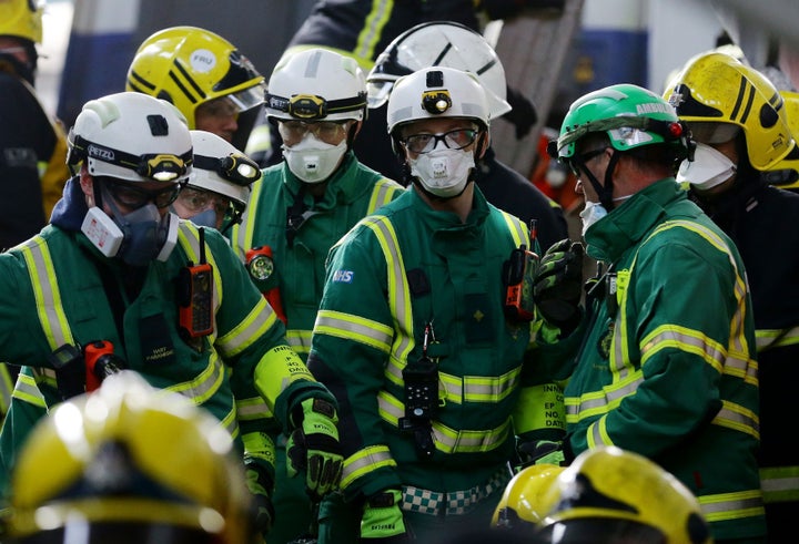 NHS paramedics on a training exercise.