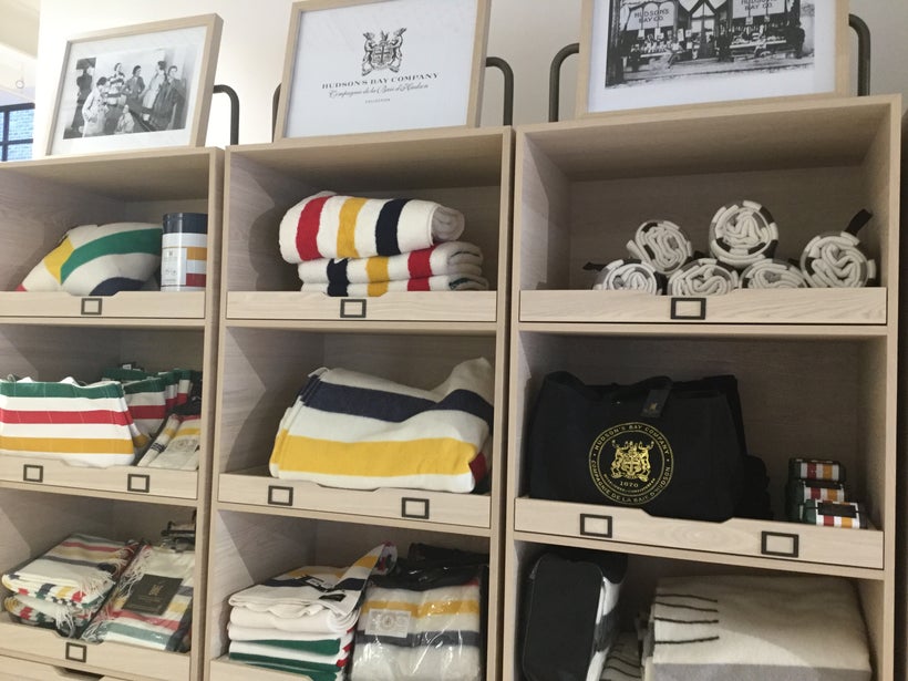 Items with traditional pattern displayed in the foyer of HBC Amsterdam