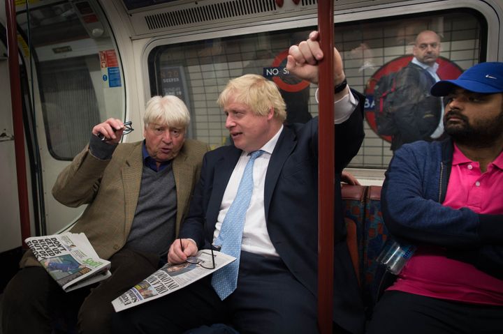 Stanley Johnson with his son Boris on London Underground