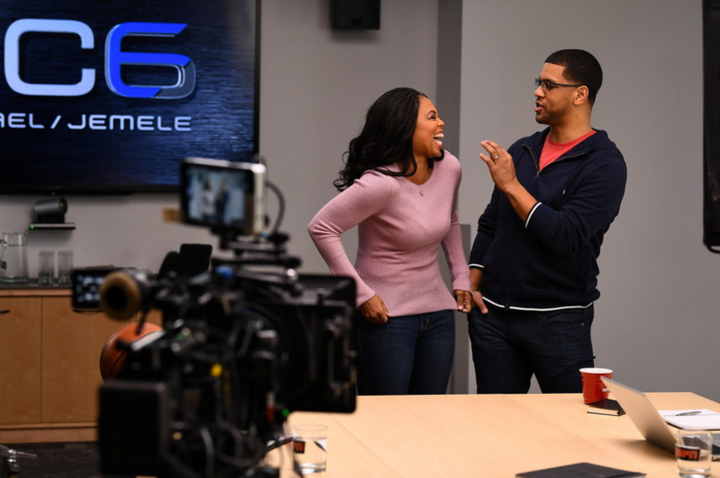 Jemele Hill (L) and Michael Smith on Feb 1, 2017.